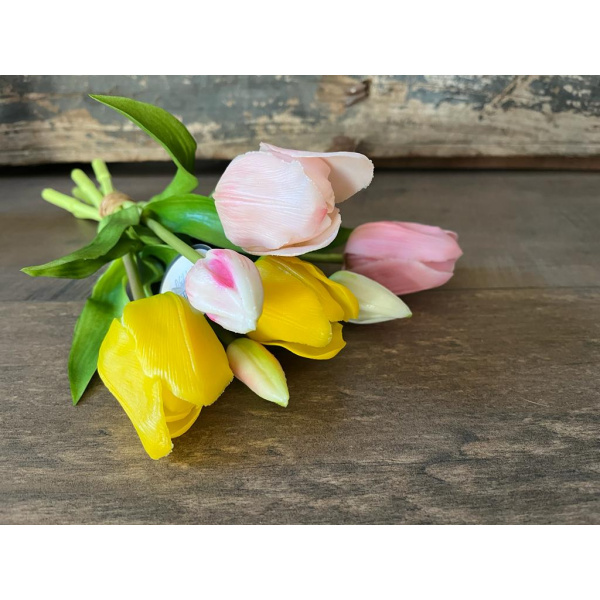 Kunst Tulpen Mix Roze en Geel