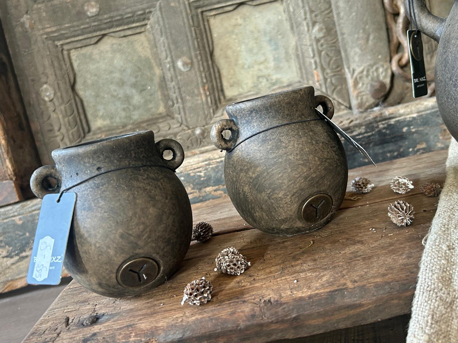 Brynxz Tealightcup Two Ears Majestic Brown D.10 H.11 | Erve Smit Landelijke decoratie Brynxz Tealightcup Two Ears Majestic Brown D.10 H.11