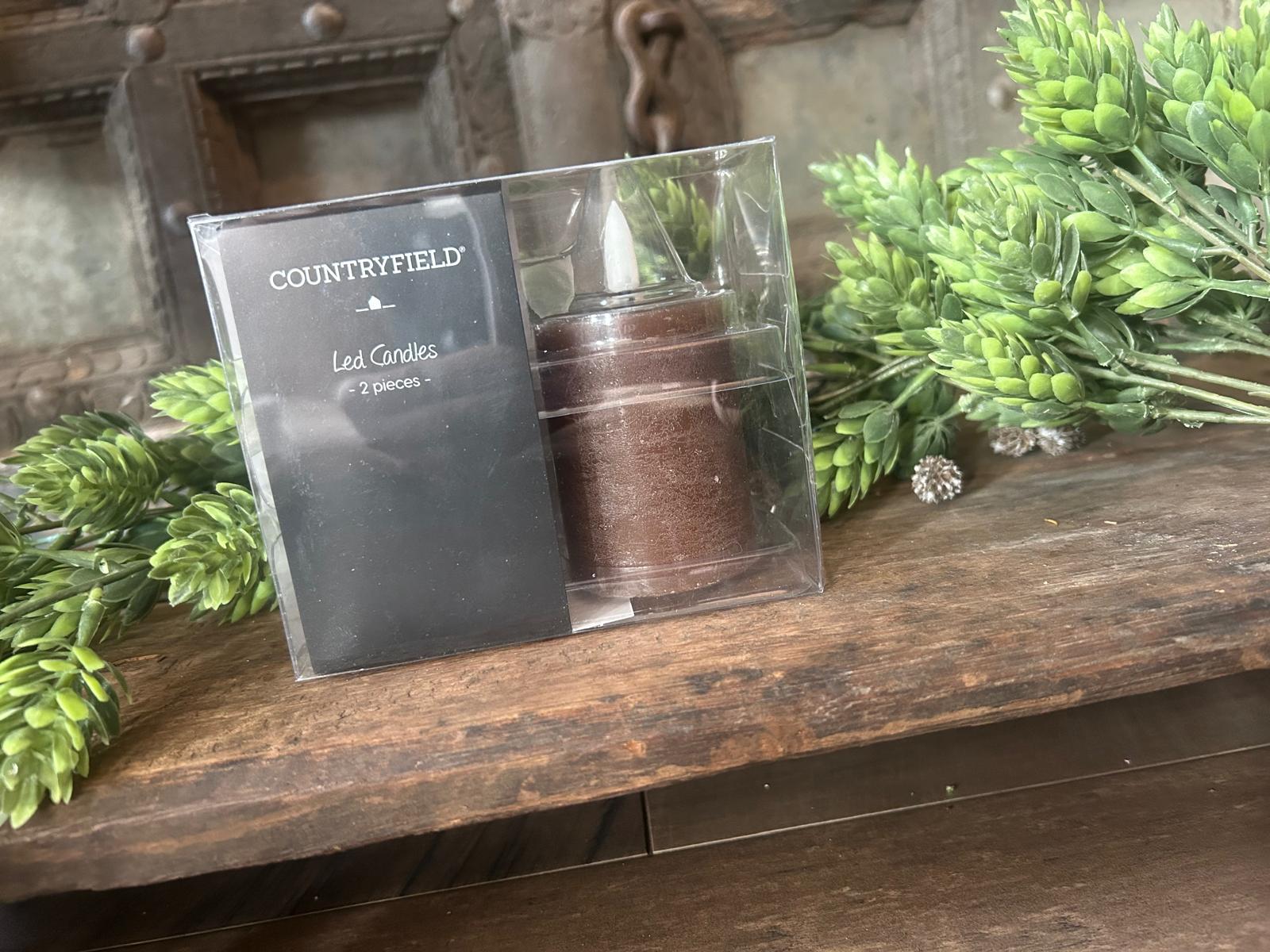 Countryfield Set Van 2 Led Stompkaarsen Bruin | Erve Smit Landelijke decoratie Countryfield Set Van 2 Led Stompkaarsen Bruin - Afbeelding 7