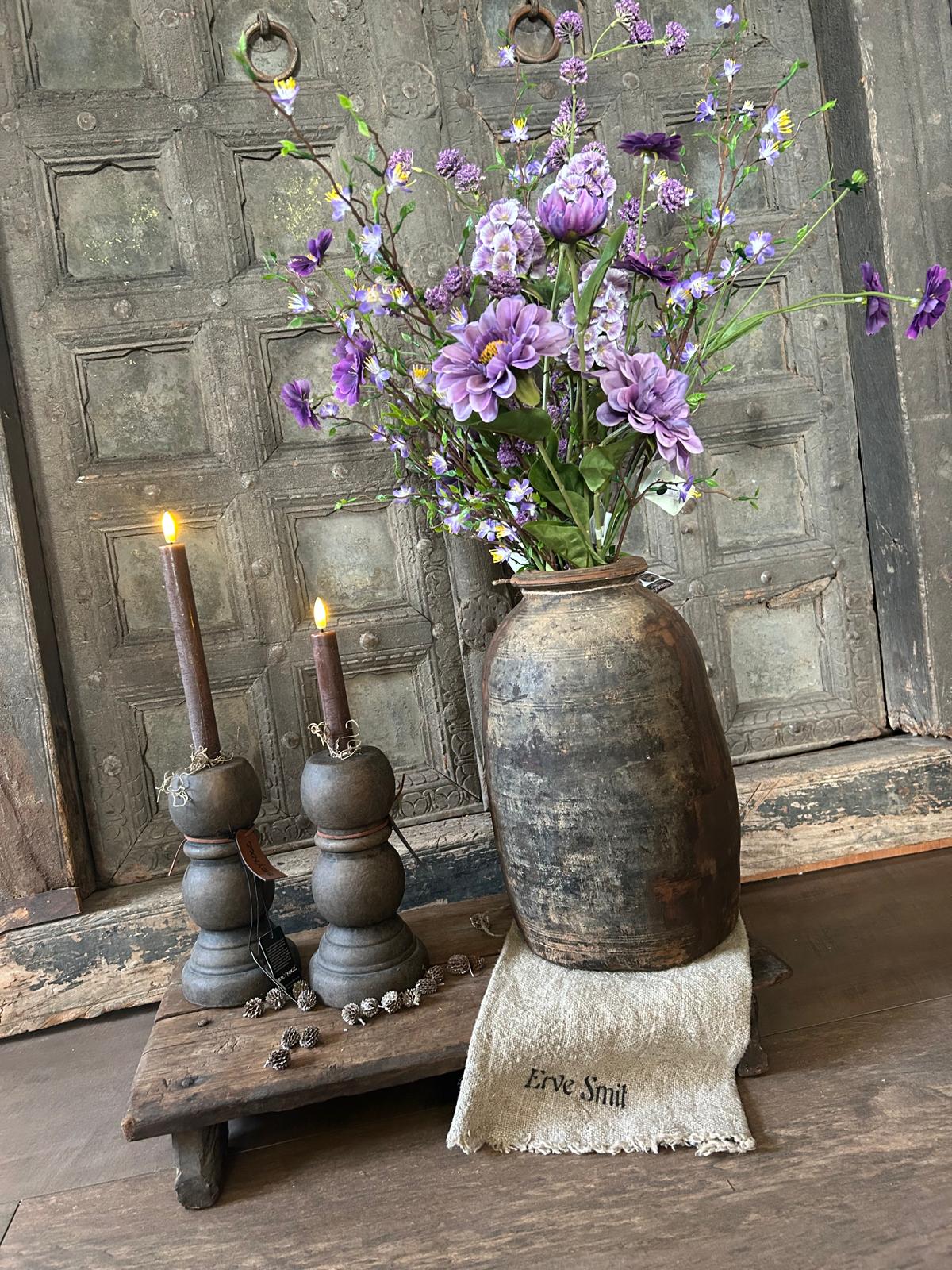 Led Dinerkaars Countryfield 14,5 cm set van 2 Bruin | Erve Smit Landelijke decoratie Led Dinerkaars Countryfield 24 cm set van 2 Bruin