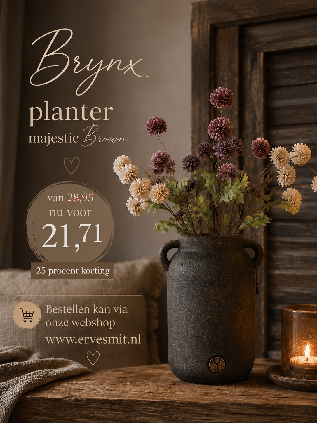 Brynxz Planter Two Ears Basic Majestic Brown L D21 H27 | Landelijke Woondecoratie | Erve Smit Landelijke decoratie Brynxz Planter Two Ears Basic Majestic Brown L D21 H27 | Landelijke Woondecoratie