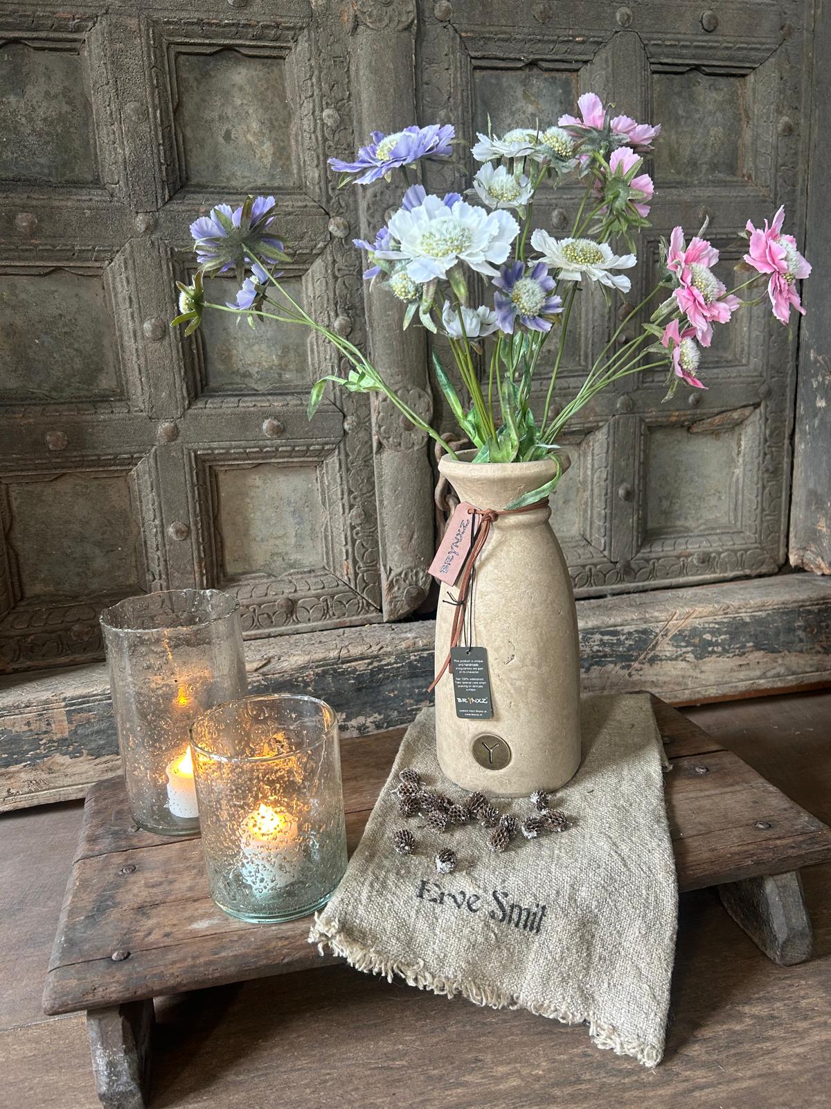 Brynxz Vase Luxury Leather Rope Majestic Taupe S | Erve Smit Landelijke decoratie Brynxz Vase Luxury Leather Rope Majestic Taupe S