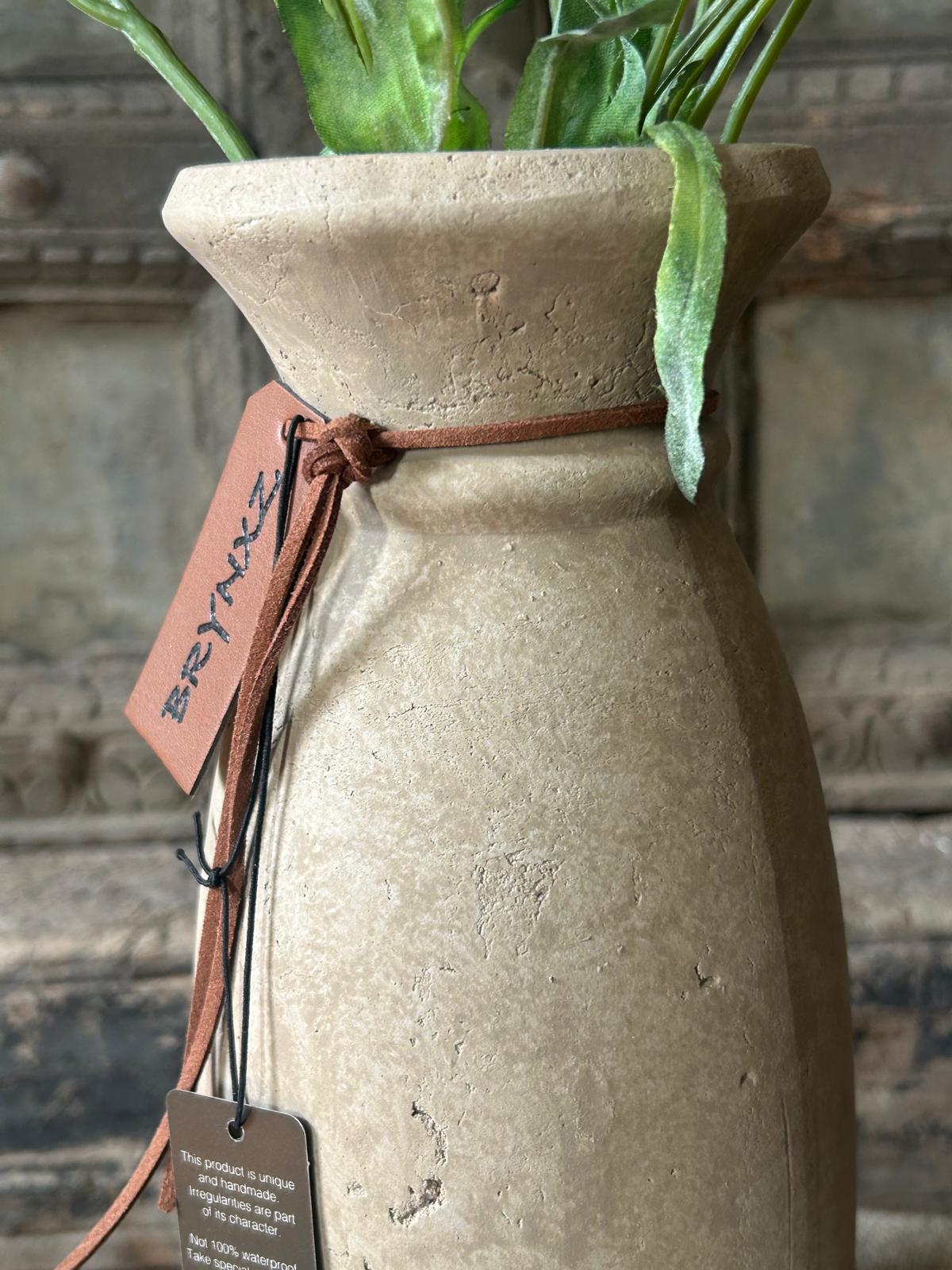 Brynxz Vase Luxury Leather Rope Majestic Taupe S | Erve Smit Landelijke decoratie Brynxz Vase Luxury Leather Rope Majestic Taupe S