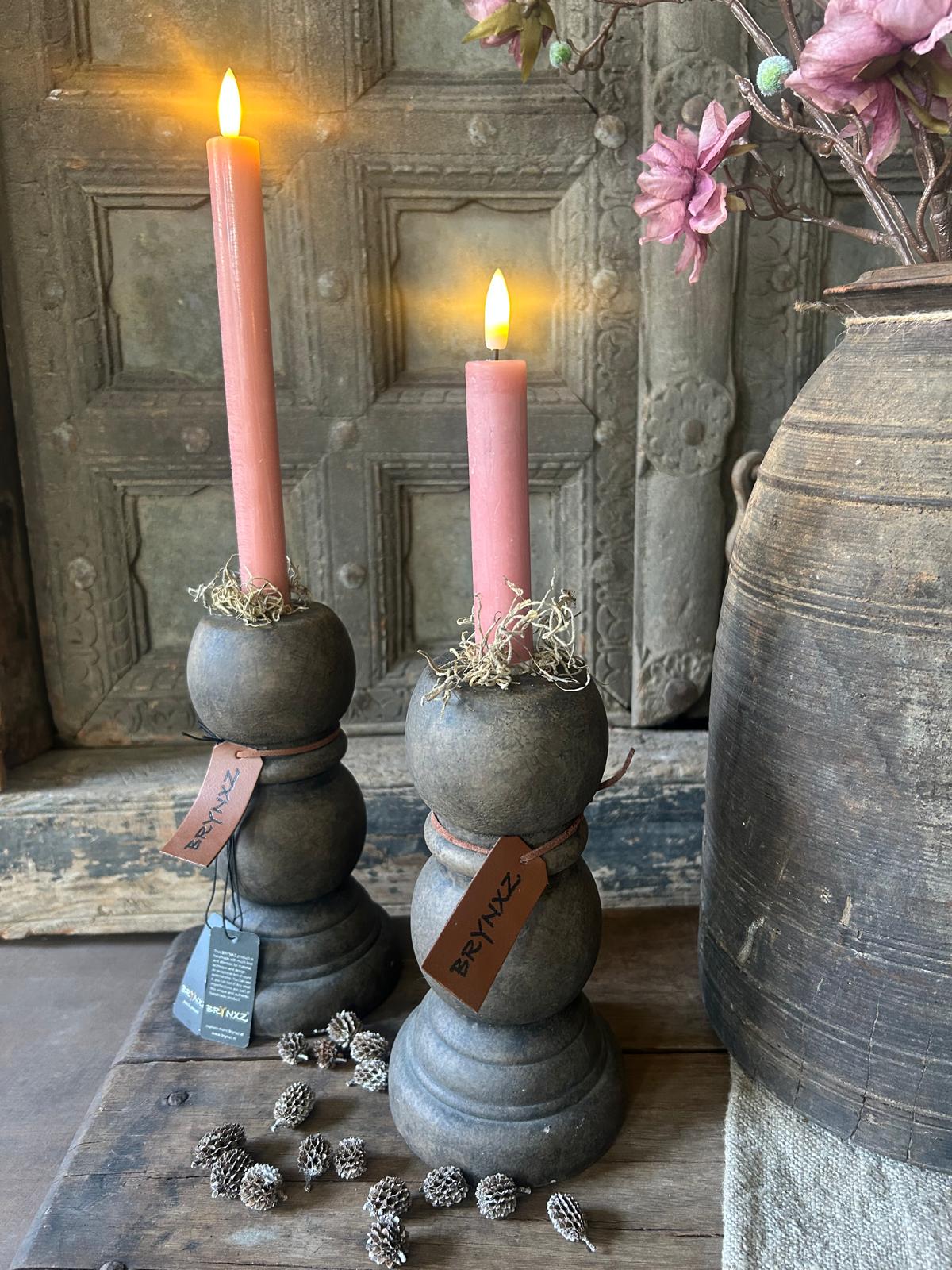 Led Dinerkaars Countryfield 14,5 cm set van 2 Roze | Erve Smit Landelijke decoratie Led Dinerkaars Countryfield 14,5 cm set van 2 Roze