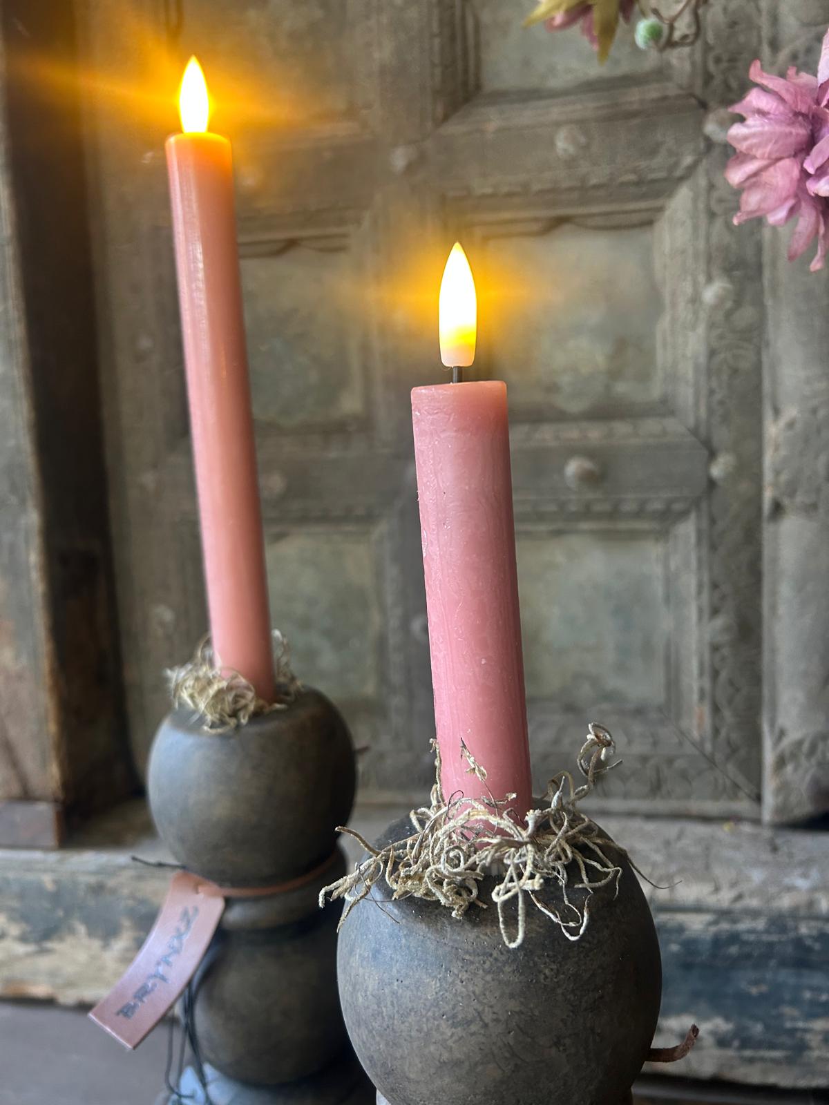 Led Dinerkaars Countryfield 14,5 cm set van 2 Roze | Erve Smit Landelijke decoratie Led Dinerkaars Countryfield 14,5 cm set van 2 Roze