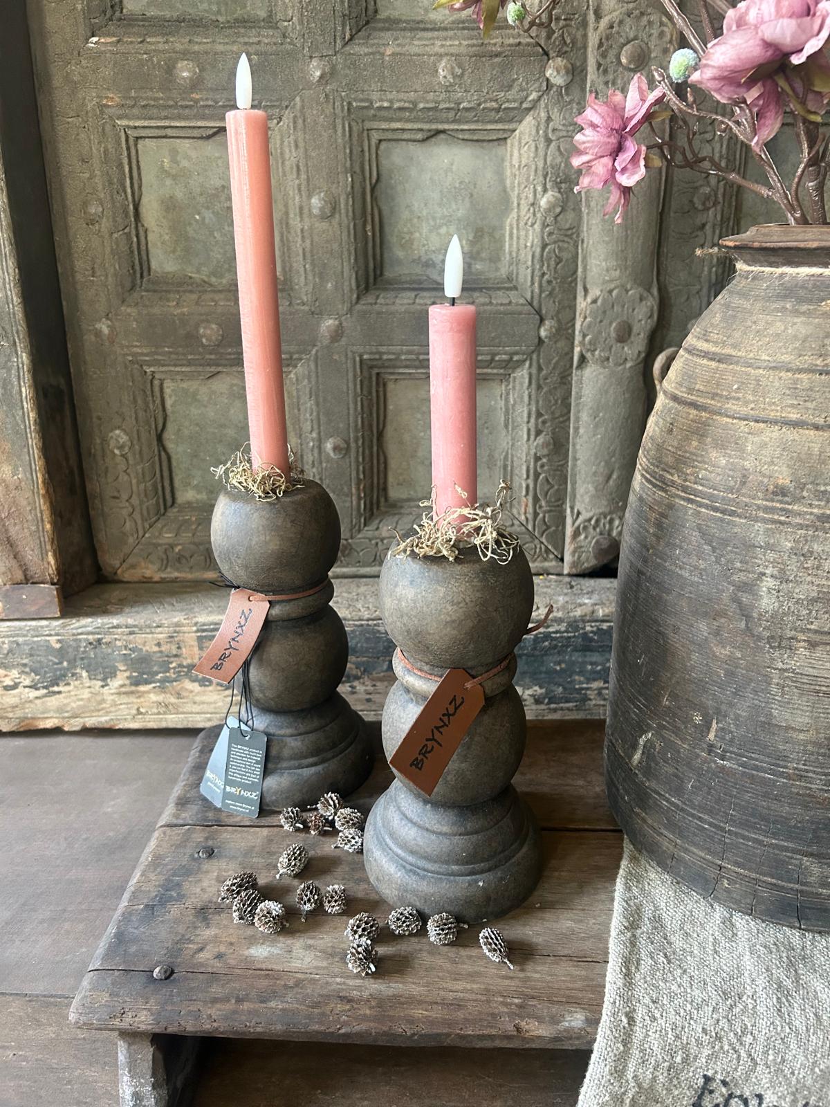 Led Dinerkaars Countryfield 14,5 cm set van 2 Roze | Erve Smit Landelijke decoratie Led Dinerkaars Countryfield 14,5 cm set van 2 Roze