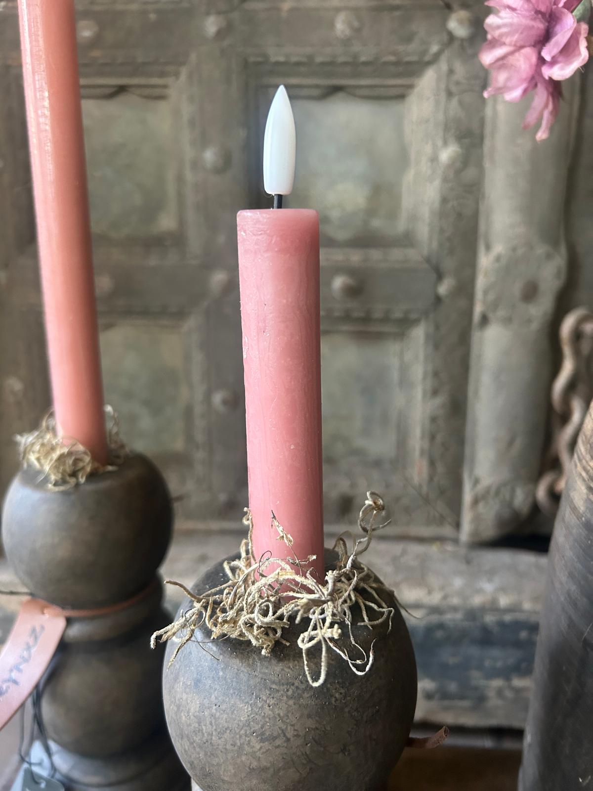 Led Dinerkaars Countryfield 14,5 cm set van 2 Roze | Erve Smit Landelijke decoratie Led Dinerkaars Countryfield 14,5 cm set van 2 Roze