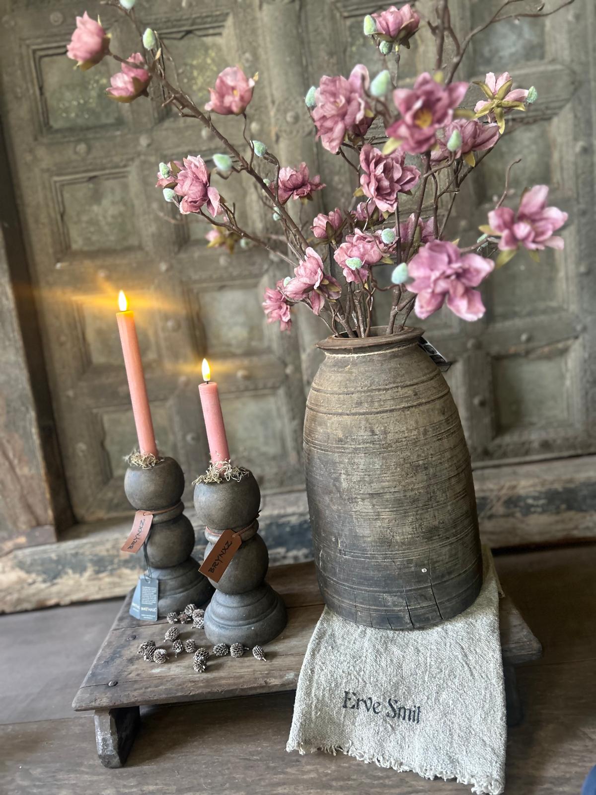 Led Dinerkaars Countryfield 14,5 cm set van 2 Roze | Erve Smit Landelijke decoratie Led Dinerkaars Countryfield 14,5 cm set van 2 Roze