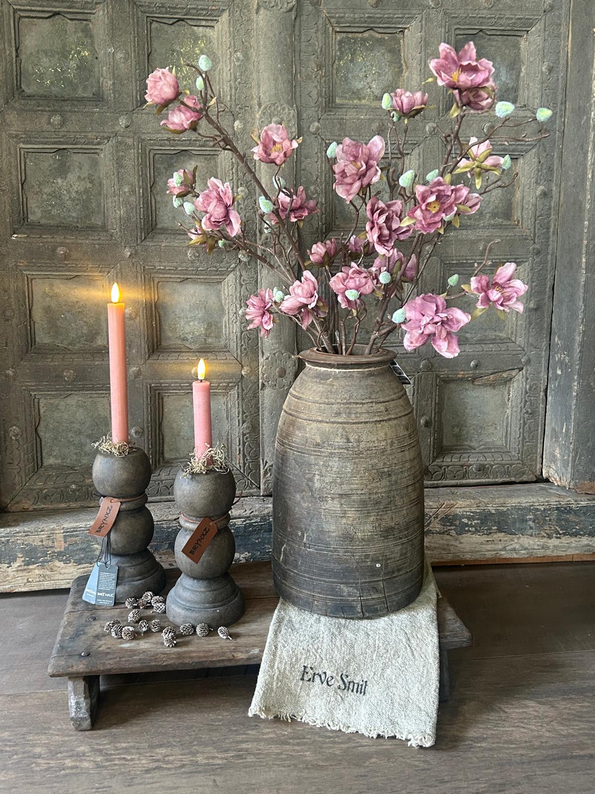 Led Dinerkaars Countryfield 14,5 cm set van 2 Roze | Erve Smit Landelijke decoratie Led Dinerkaars Countryfield 14,5 cm set van 2 Roze