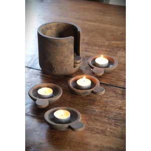 Brynxz Set of 6 Cups in Holder Majestic Brown